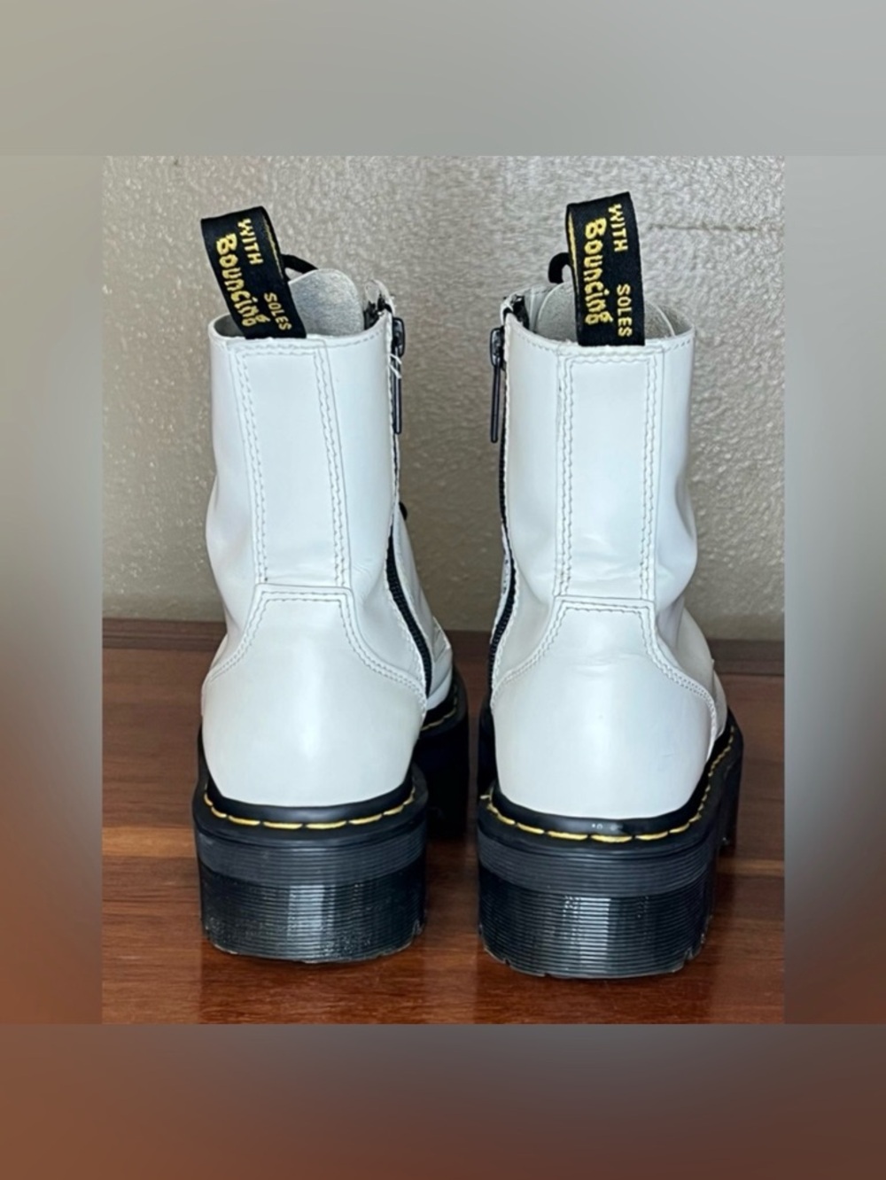 Dr. Doc Martens Jadon Platform Leather Zip Combat Boots Goth Grunge Festival - Picture 9 of 14